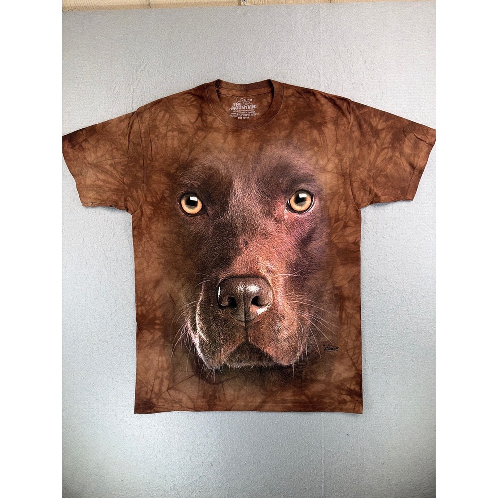 The Mountain Chocolate Lab Face Graphic Tee Brown Tie Dye Vincent Hie Mens M